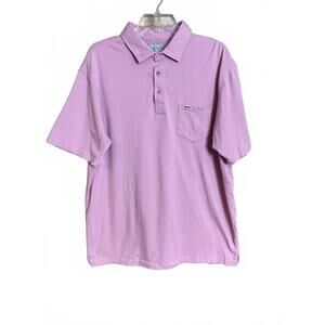 Fish Hippie Co. striped short sleeve polo shirt XL